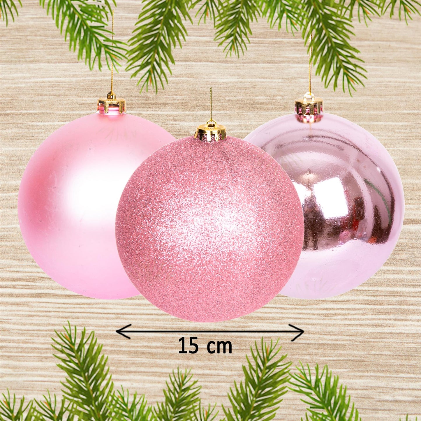 Baubles Pale Pink 35cm - 3Pcs Set PVC