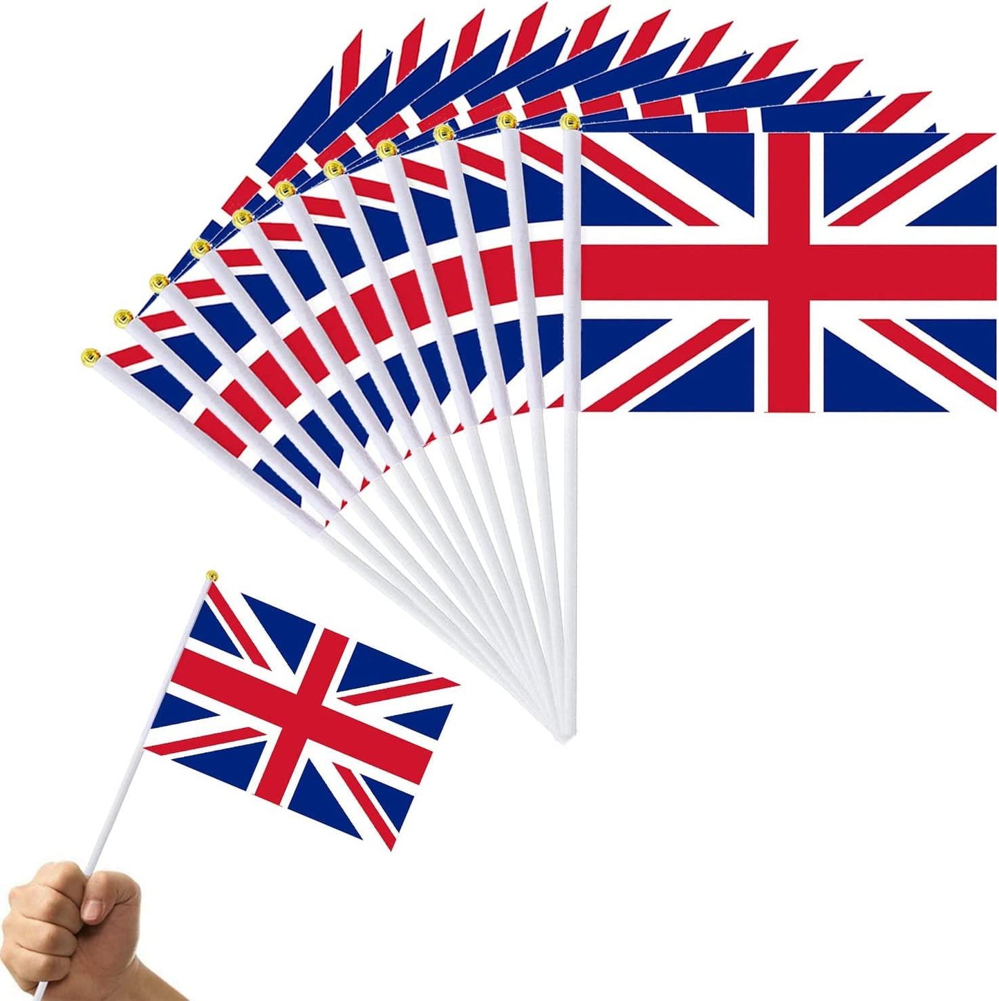 10 Union Jack Hand Waving Flags