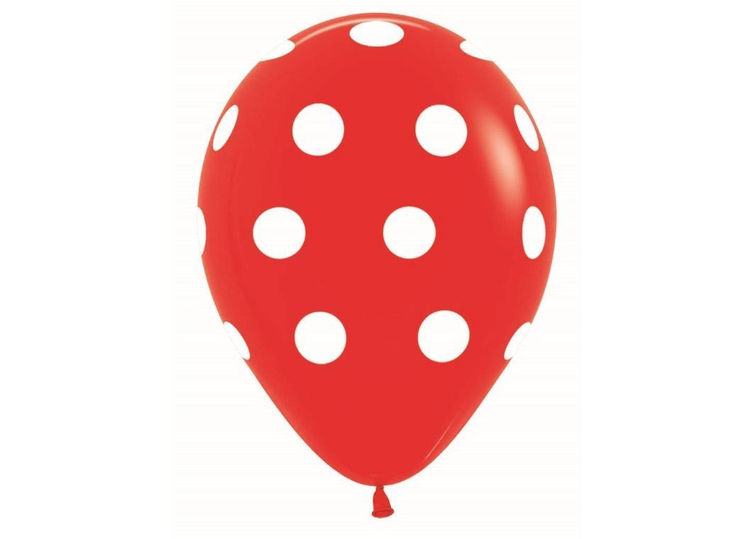 6 Red Polka Dot Balloons (12")