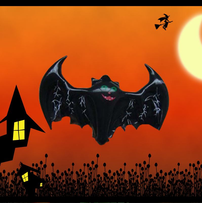 4 Inflatable Halloween Bats 46cm x 36cm