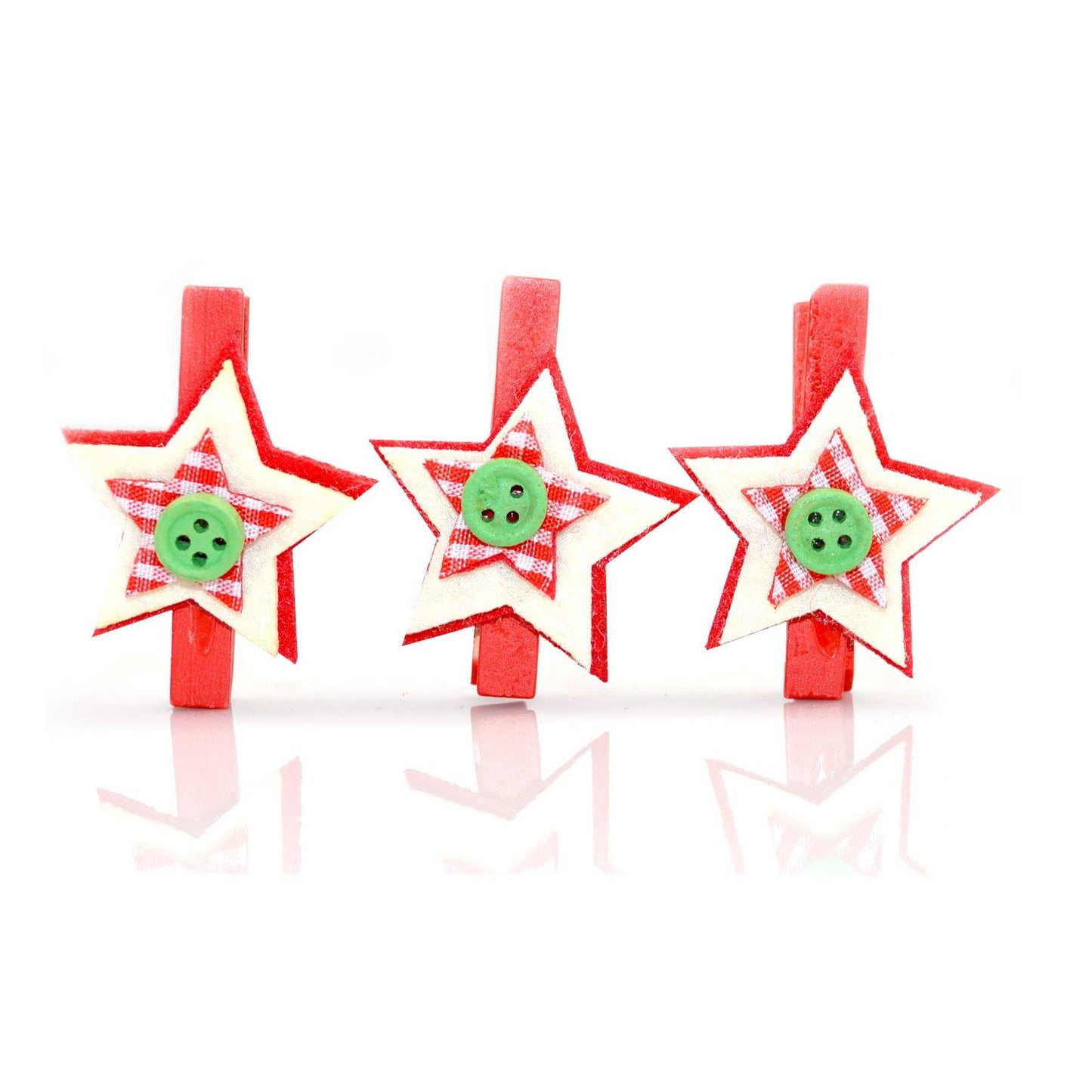 3 Christmas Wooden Mini Peg Art & Craft Clips