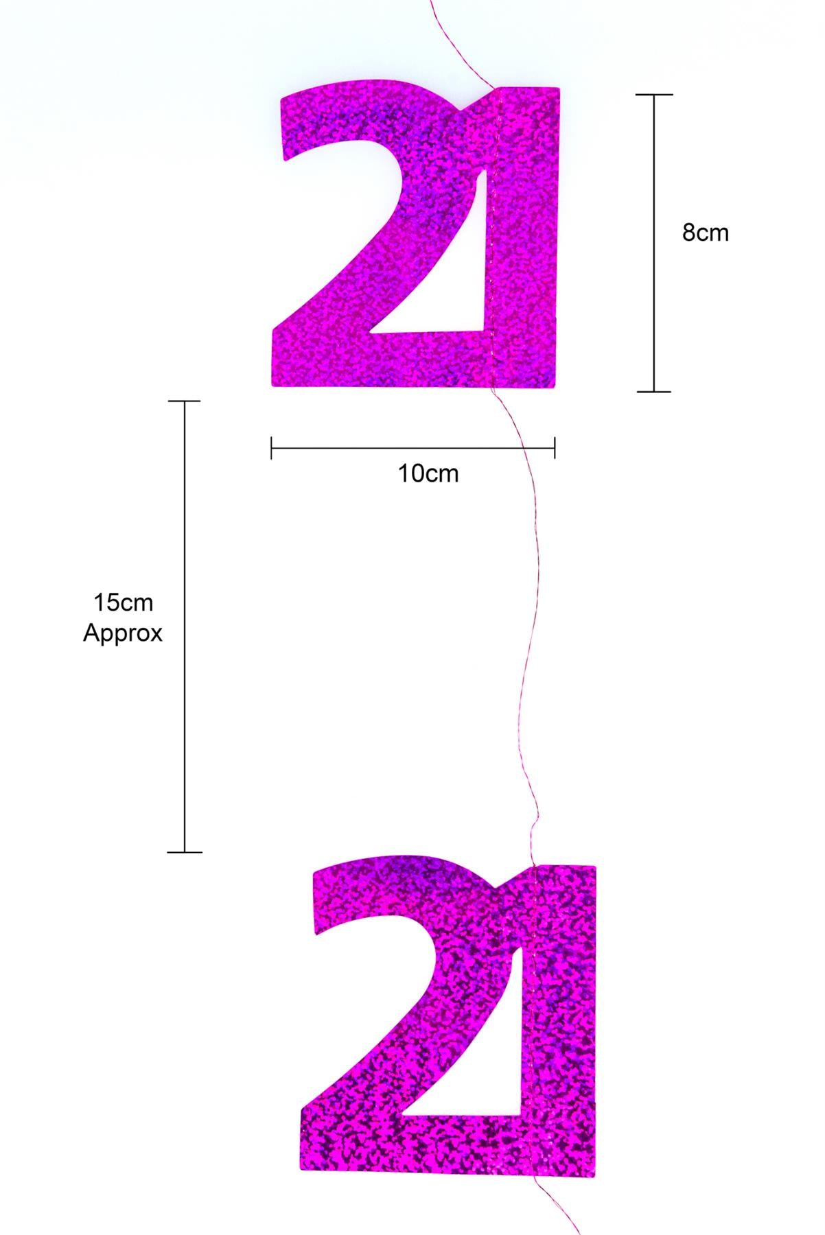 5ft Hanging Glitz Pink Prism 21st Birthday Decorations, Pack of 6