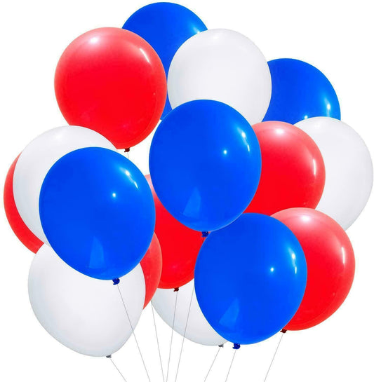 25x 12" Red, White, Blue Latex Balloons