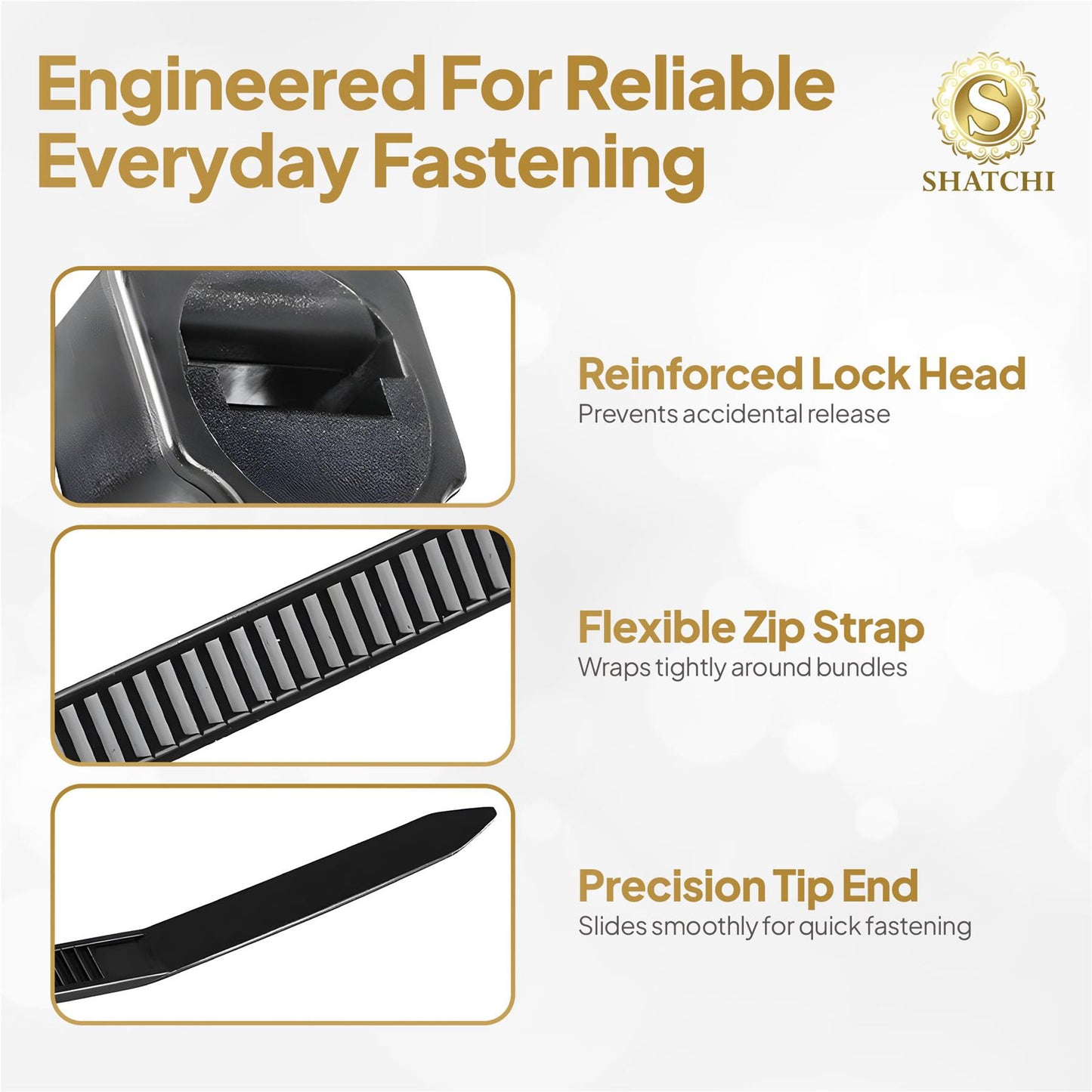 400 Black Nylon Cable Ties (300mm x 4.8mm)