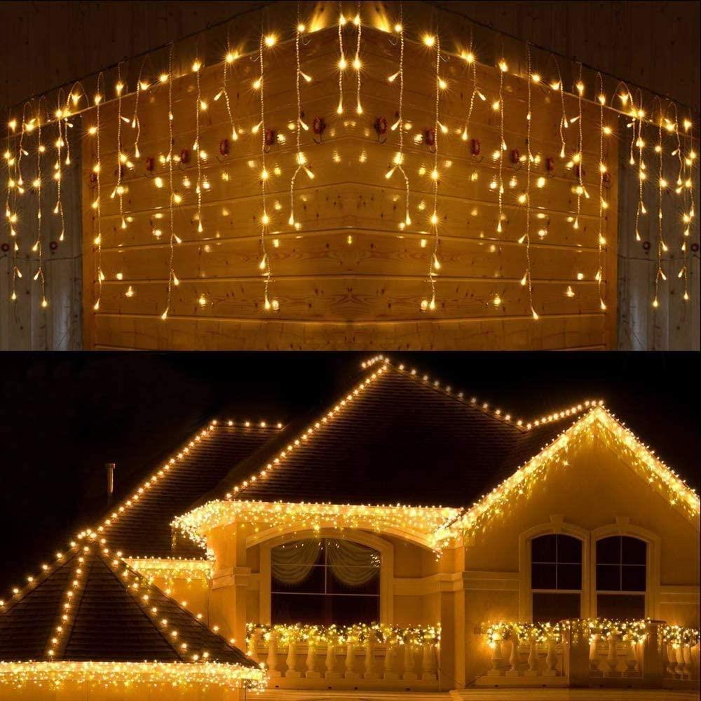 720 Warm White LED Icicle String Lights