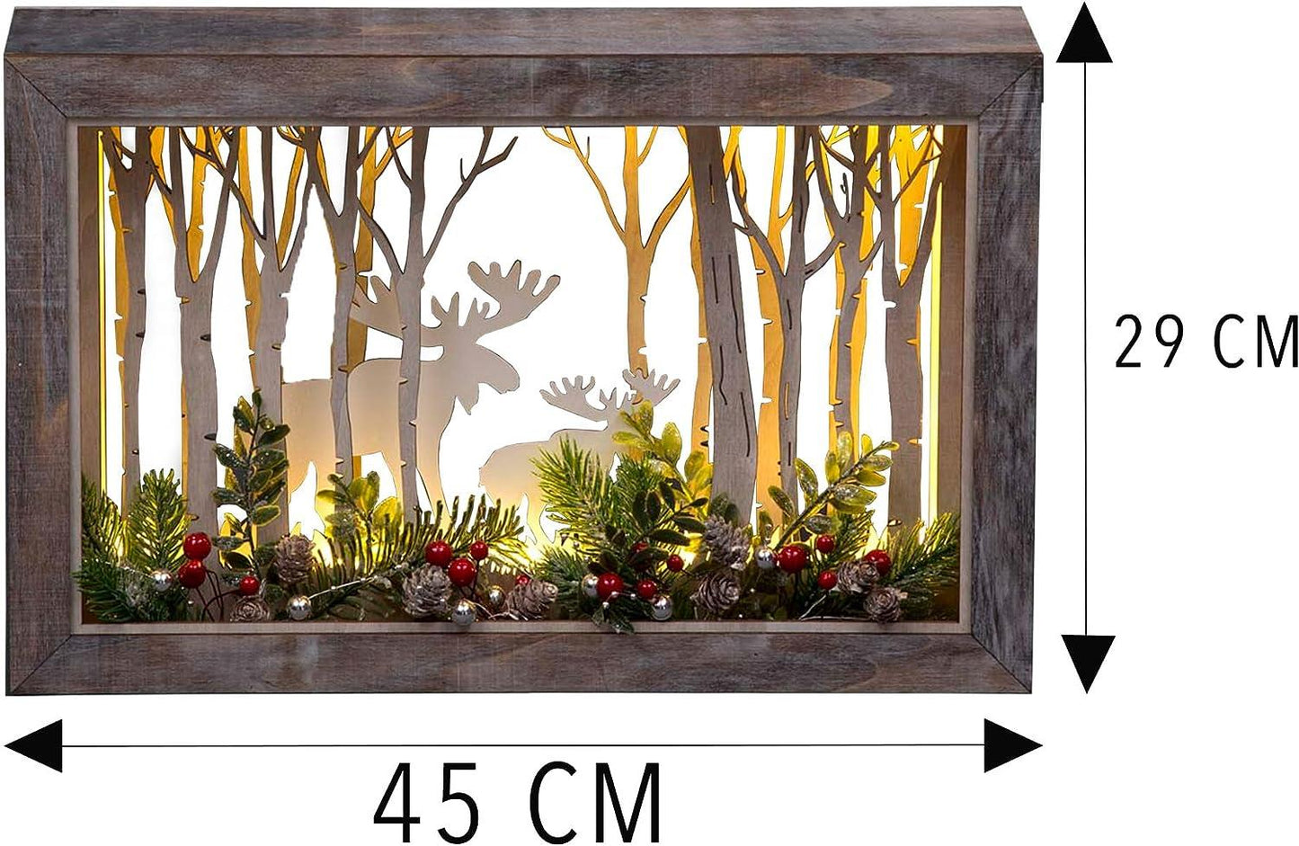 LED Wooden Reindeer Scene (45x8.5x29cm)