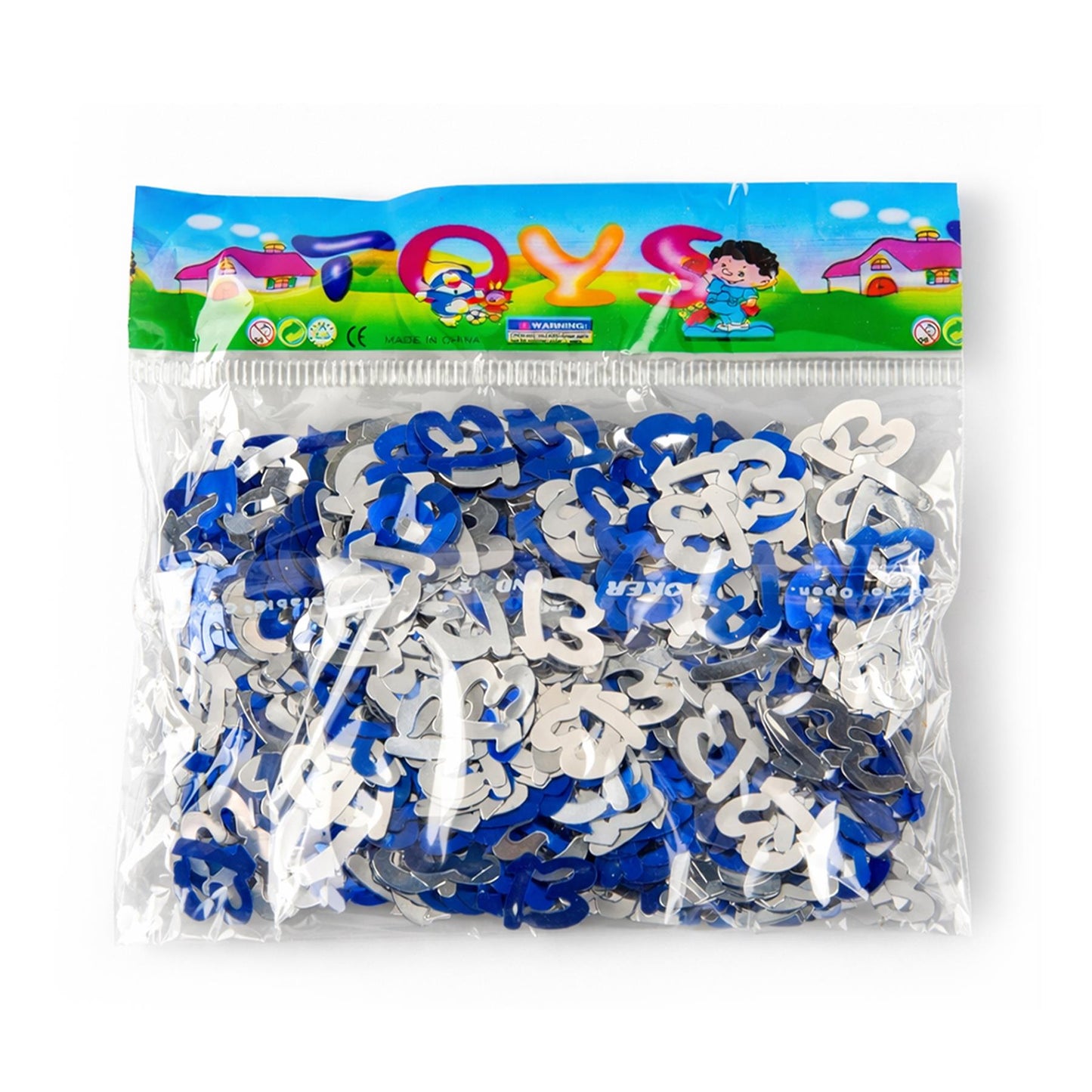 4-Pack 13th Birthday Blue and Silver Confetti