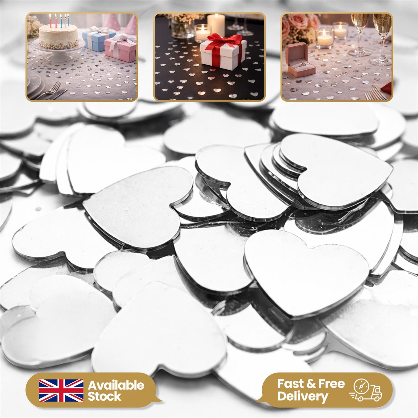 14g Silver Heart Shape Confetti