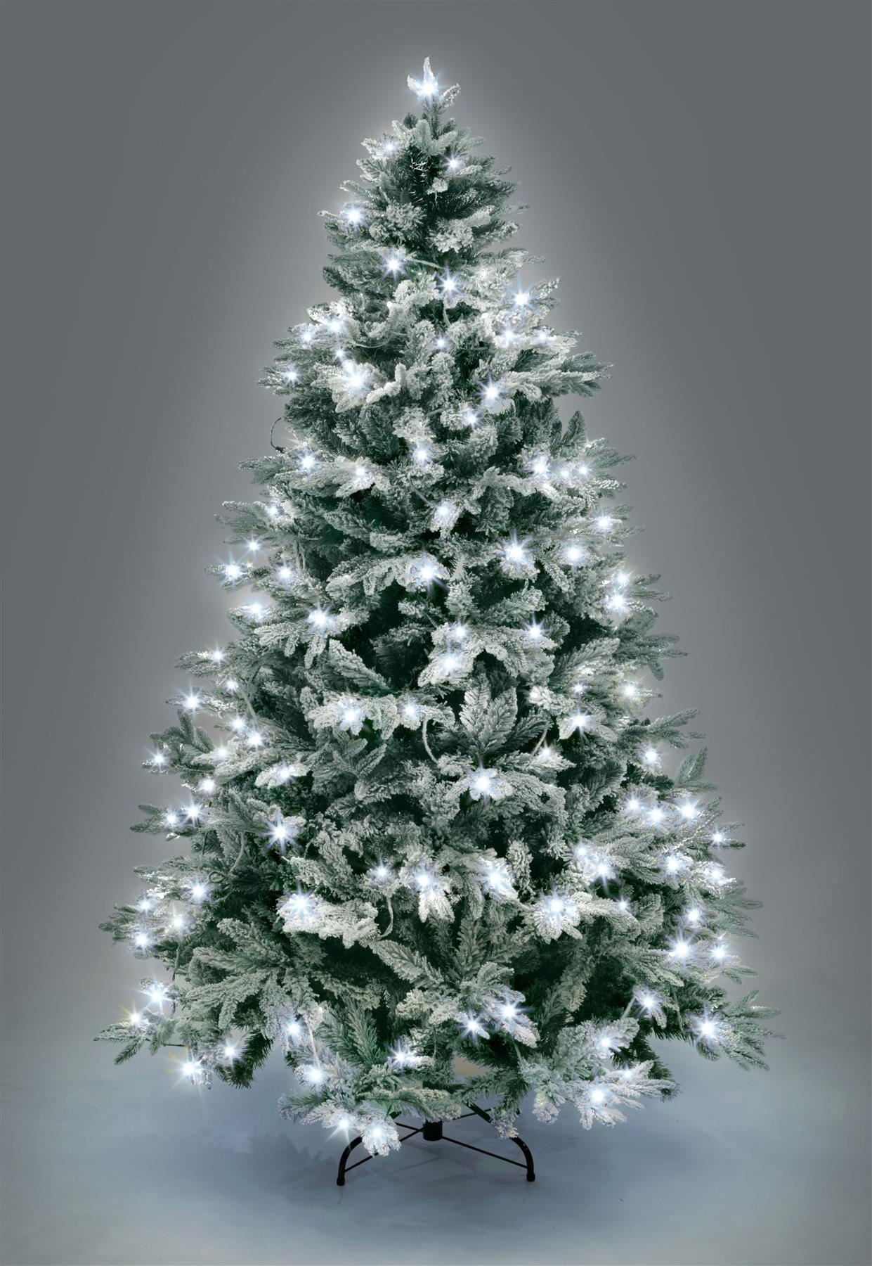 10Ft Pre-Lit Lapland Snow Covered Christmas Tree White LEDs