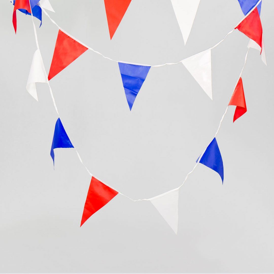 Giant 20m Red White Blue Bunting 40 Flags