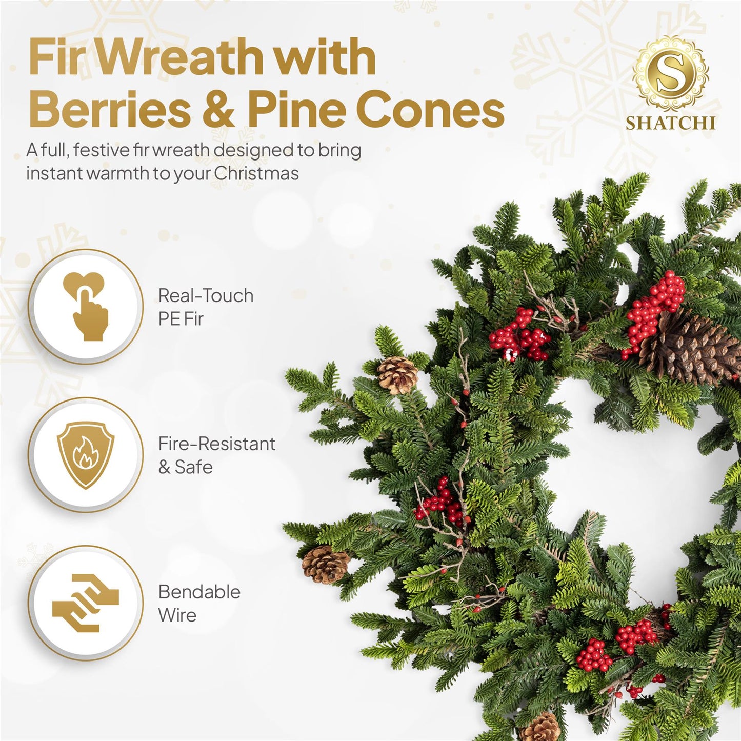 80CM FIR WITH BERRIES AND PINE CONES WREATH