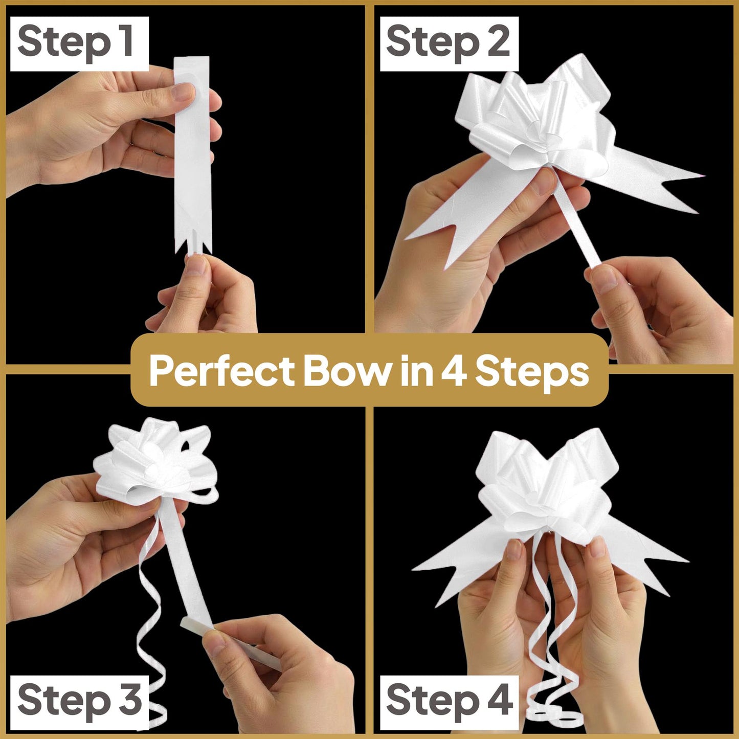 10 White Pullbows - 30mm