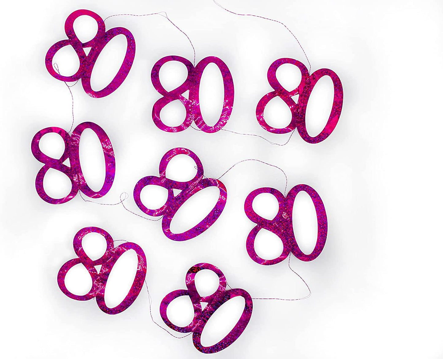 6 Pink Shimmer 80th String Decorations 2m each