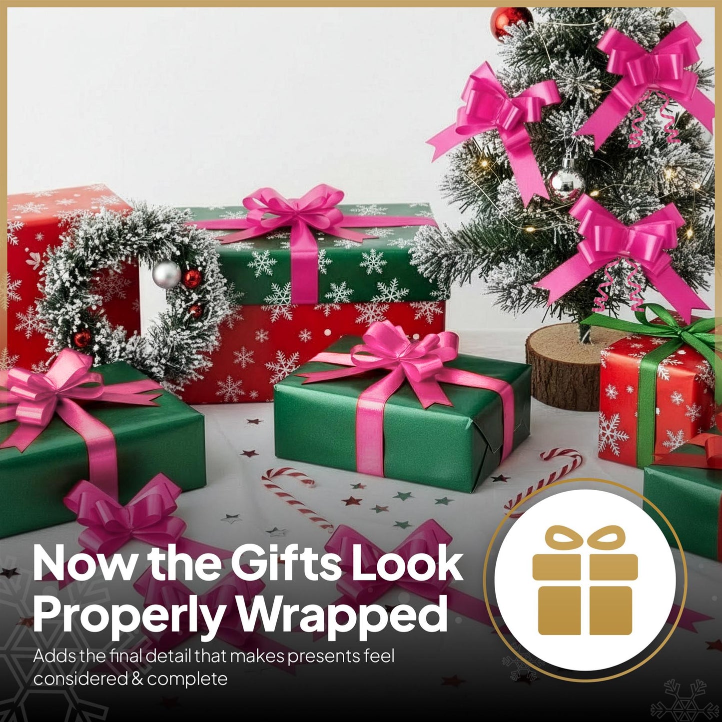 10 Hot Pink Pull Bows - 50mm