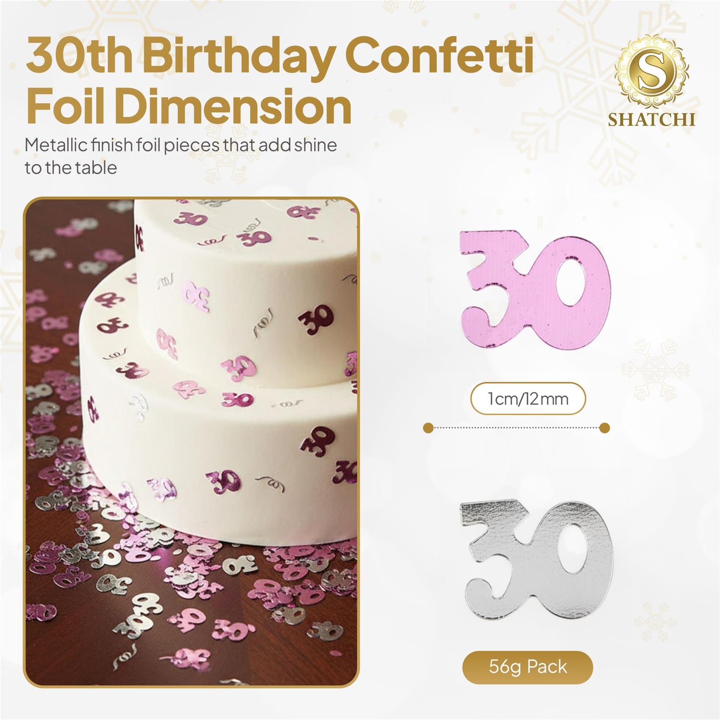 4 Pks 14g 30th Pink Happy Birthday Confetti