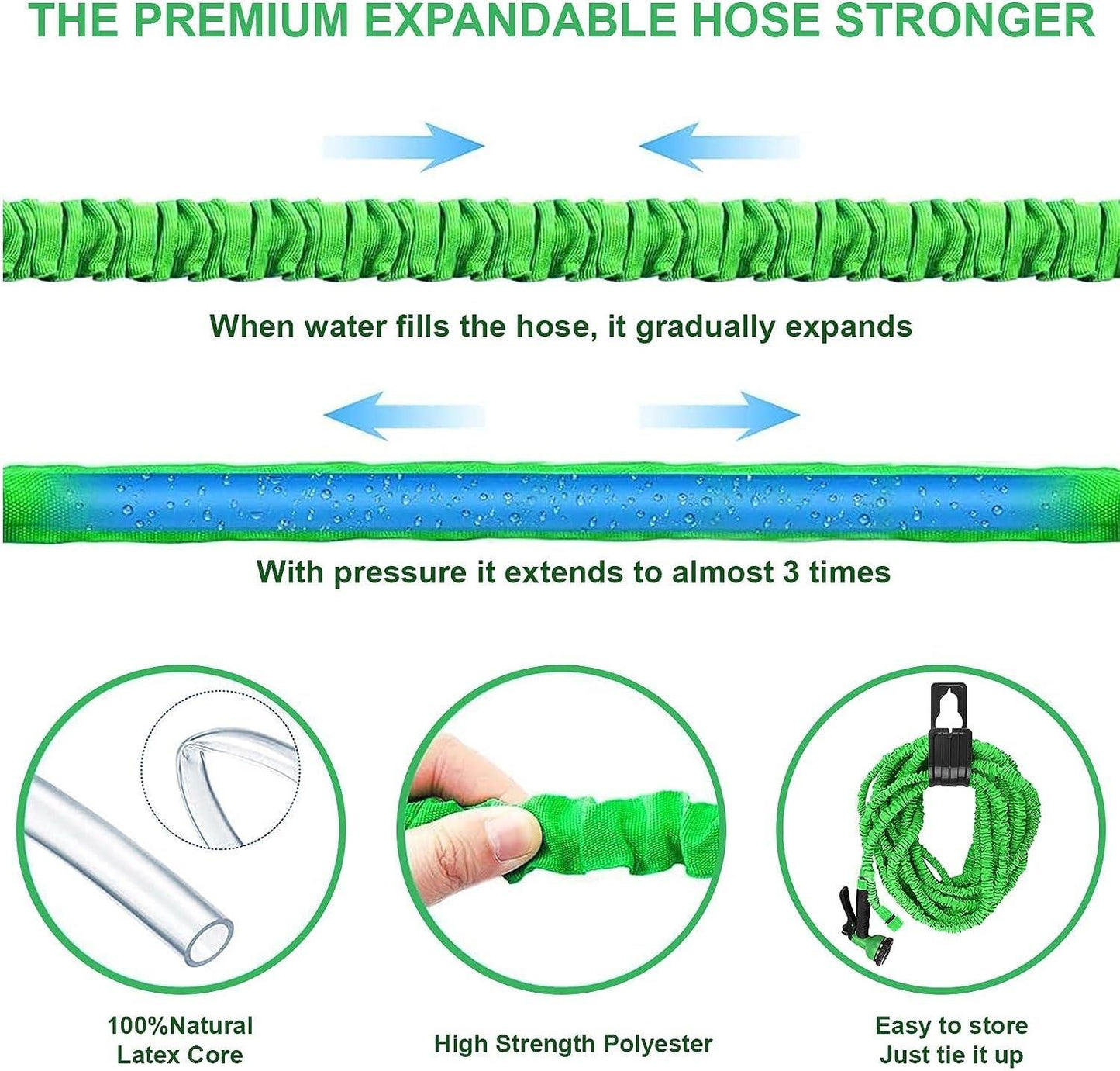 15m Expandable Magic Hose with Flexible Water Pipe and Spray Gun