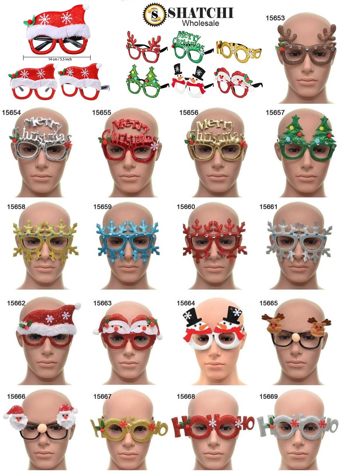 12pcs Novelty Glitter Christmas Glasses