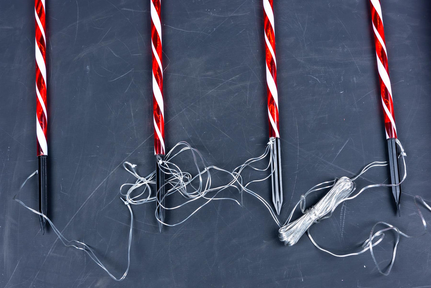 Set of 4 LED Candy Cane Stake Red & White Stripes - 72cm
