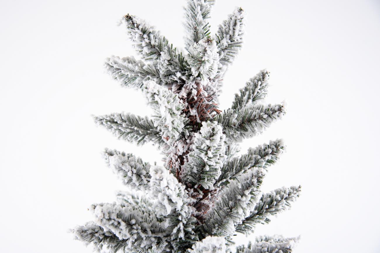 7Ft Snow Flocked Frosted Pencil Christmas Tree