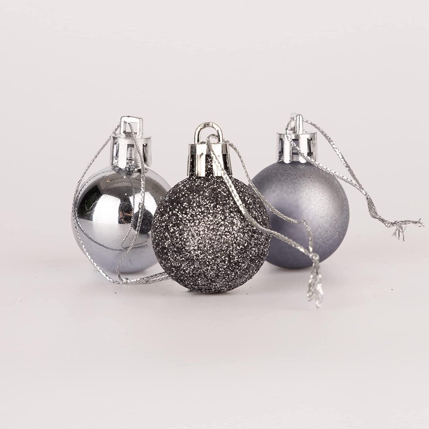 Set of 12 Dark Grey 3cm Baubles (PVC)