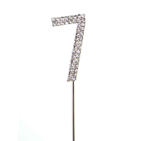 Cake Topper Number 7 Silver Sparkly Diamond