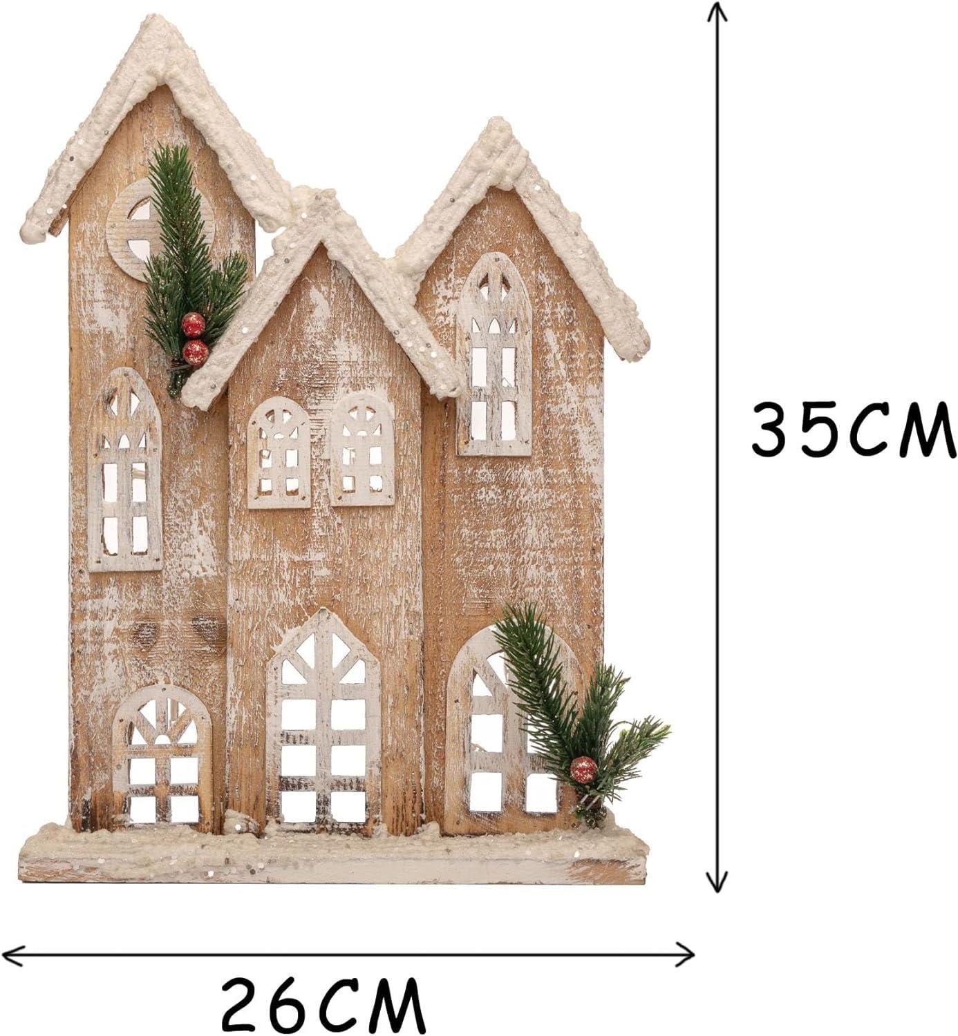 LED Rustic Wooden House 24x7x35cm