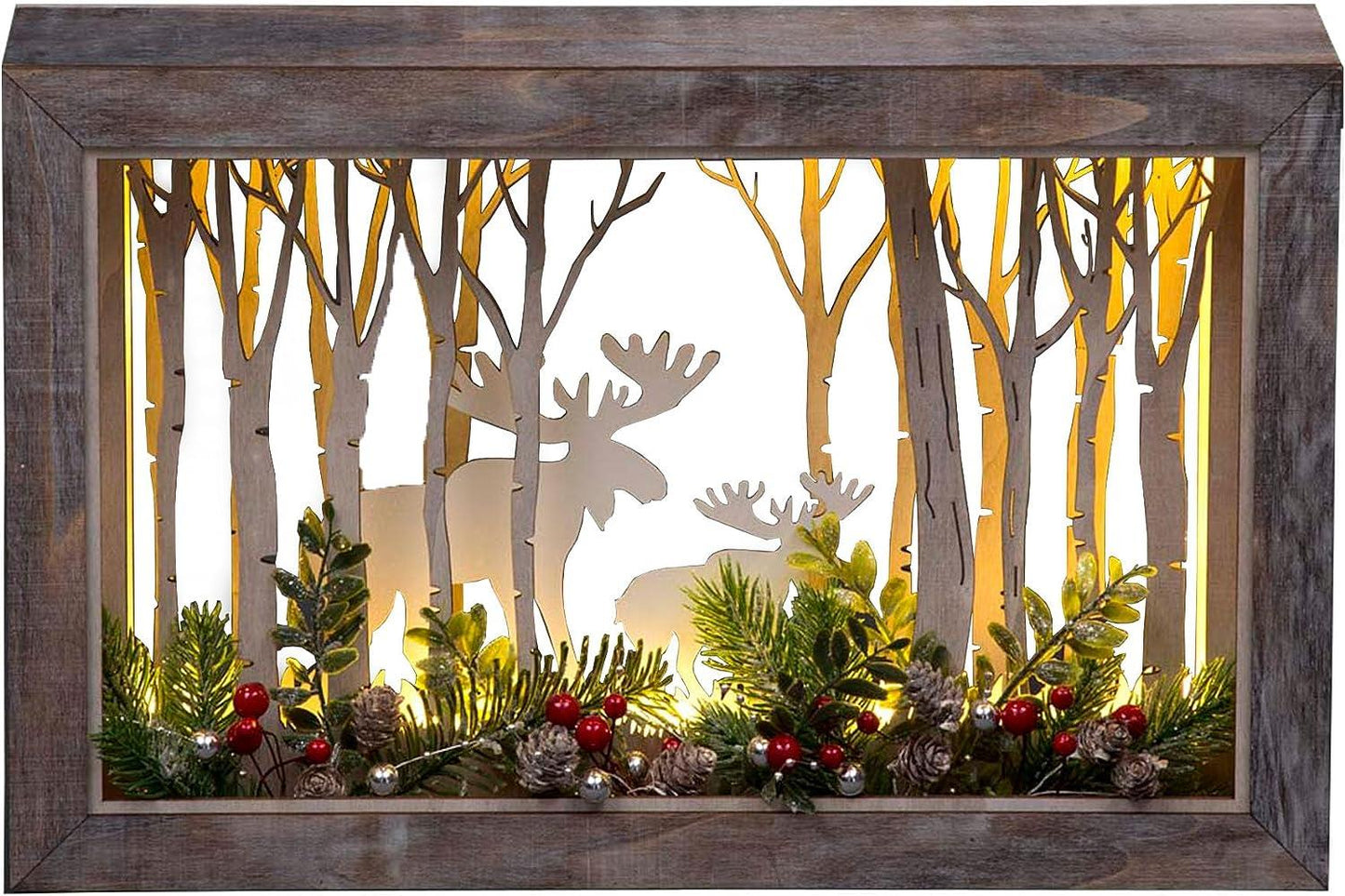 LED Wooden Reindeer Scene (45x8.5x29cm)