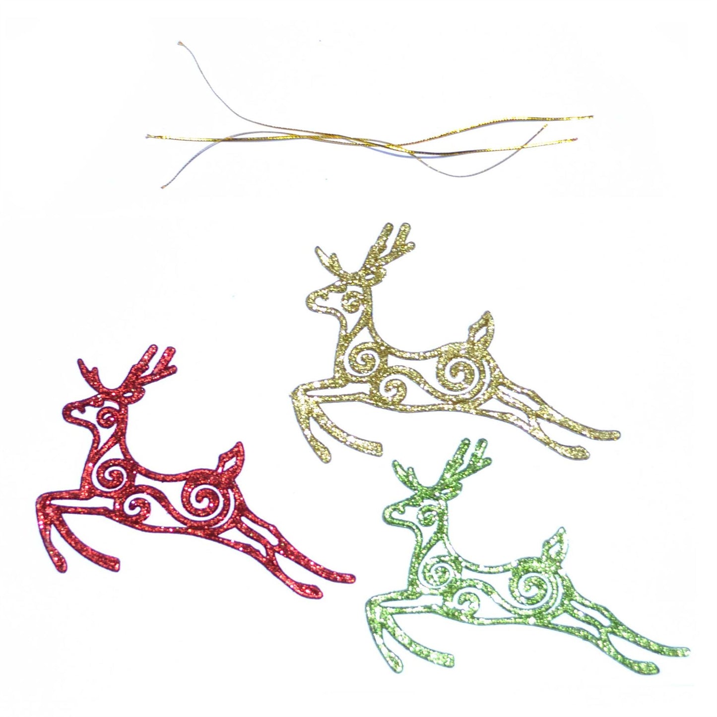 3pcs Glitter Reindeer Christmas Tree Decorations