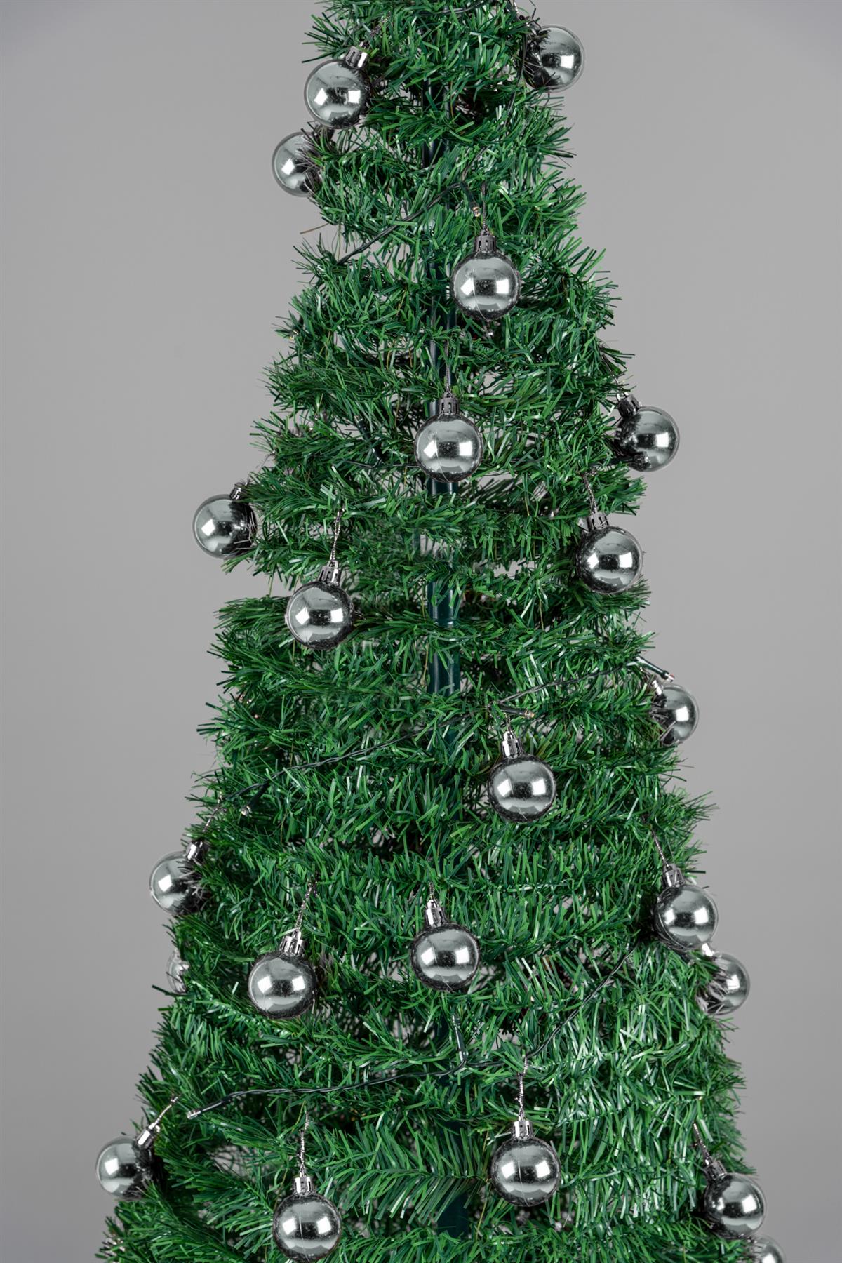 4ft (120cm) B/O Prelit Silver Baubles Decorated Pop Up Tree