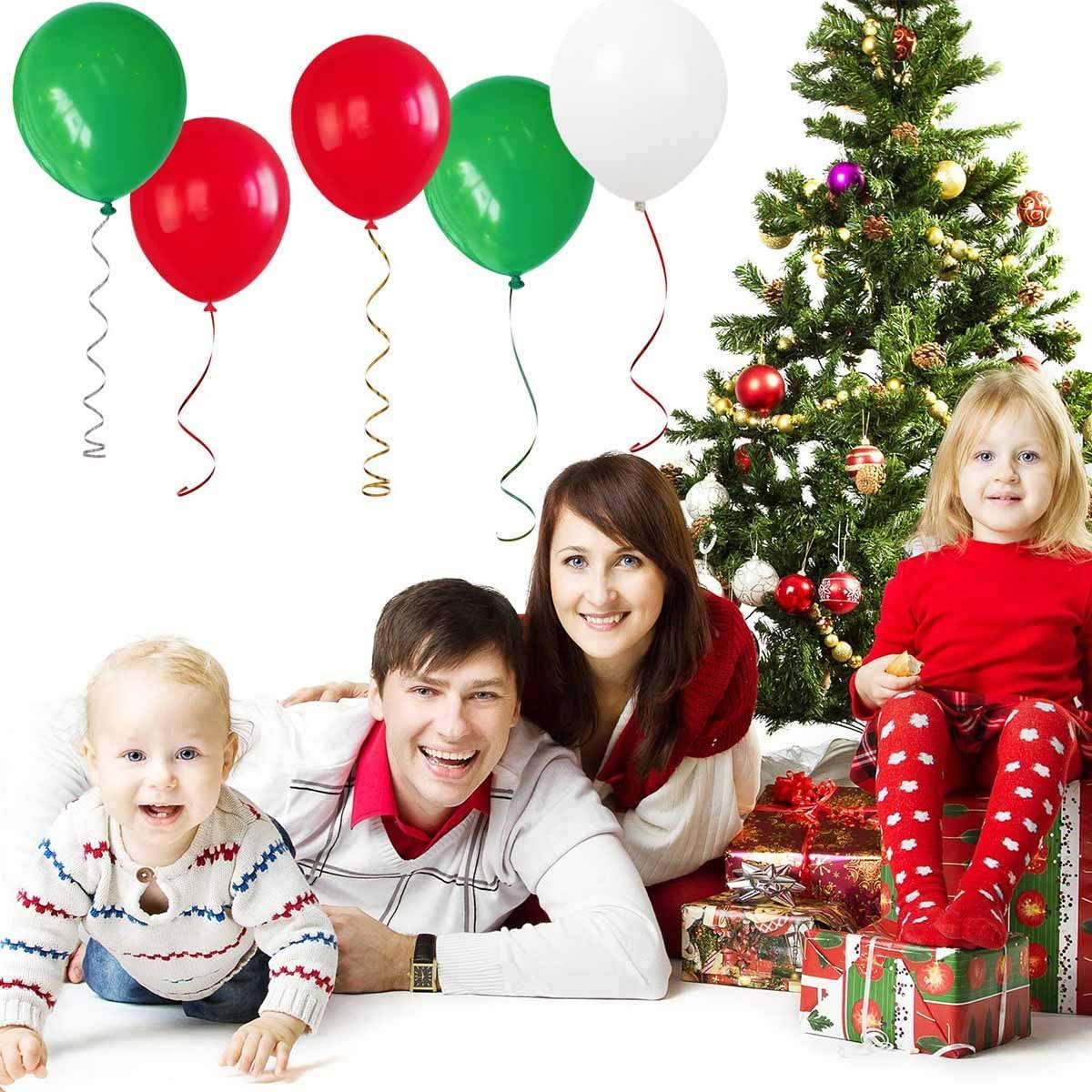 12Inch Red White and Green Balloons 25Pcs