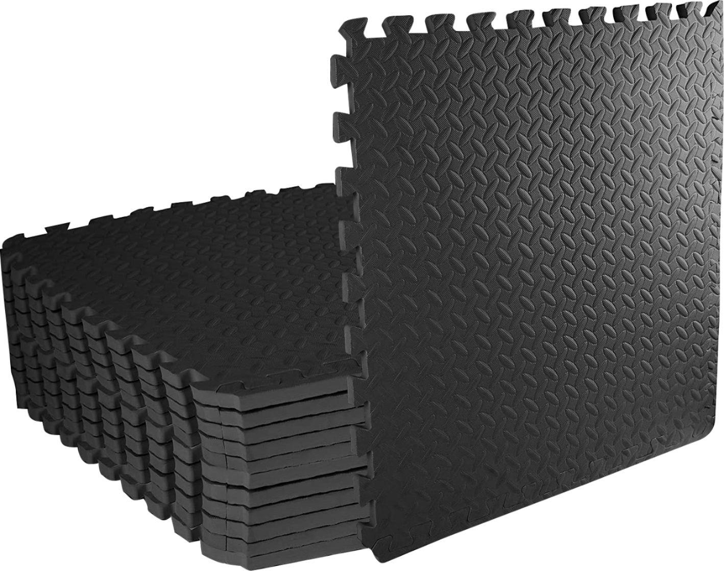 8 Black Puzzle Foam Mats (60x60x1.1cm)