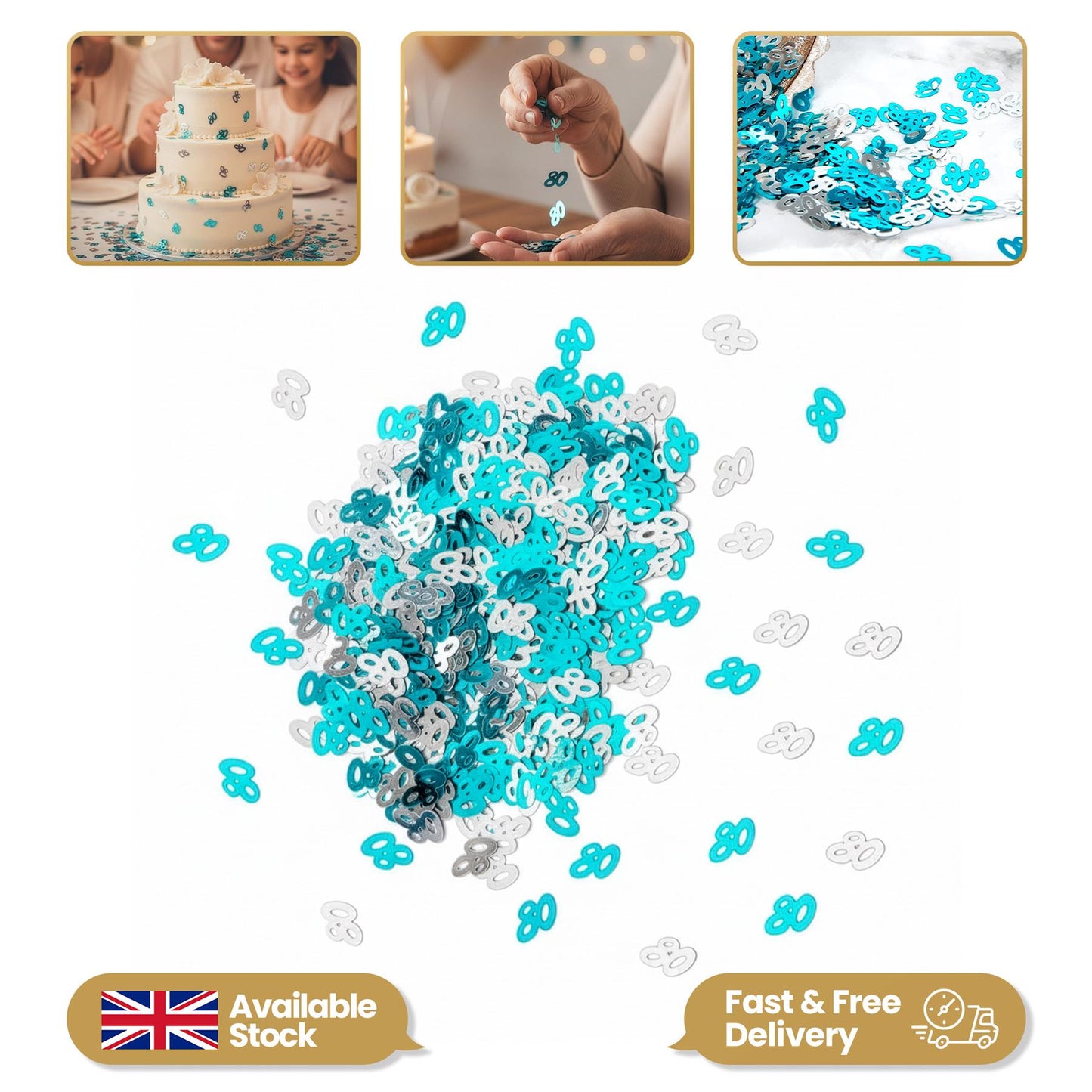 2 x 14g 80th Blue Happy Birthday Confetti