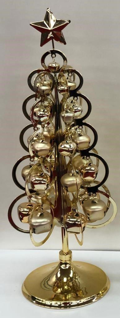10 Inch Table Top Christmas Tree - Gold Decorated with Bells