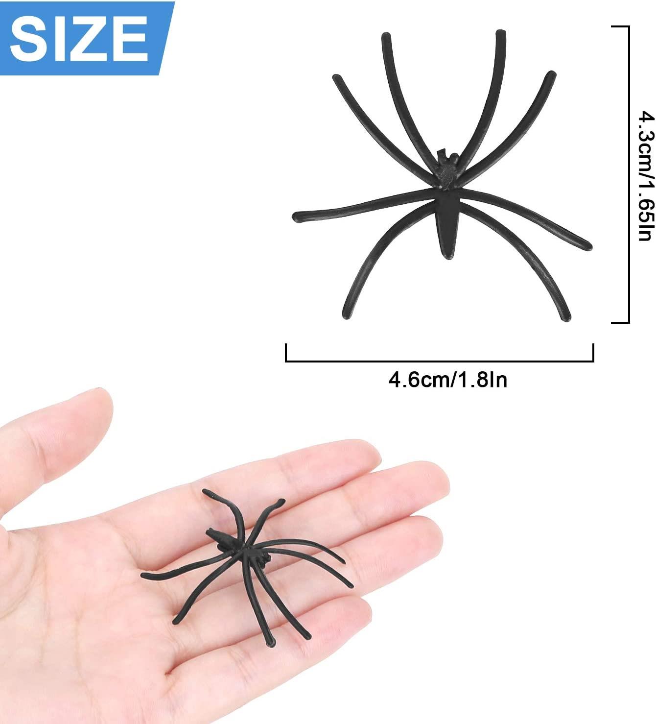 48 Black Plastic Halloween Spiders - 5cm Each