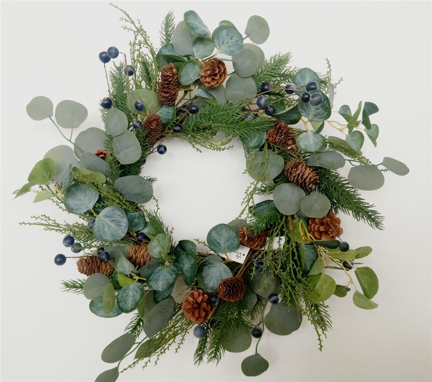 Natural Looking Wreath with Black Berries and Leaves - 150cm