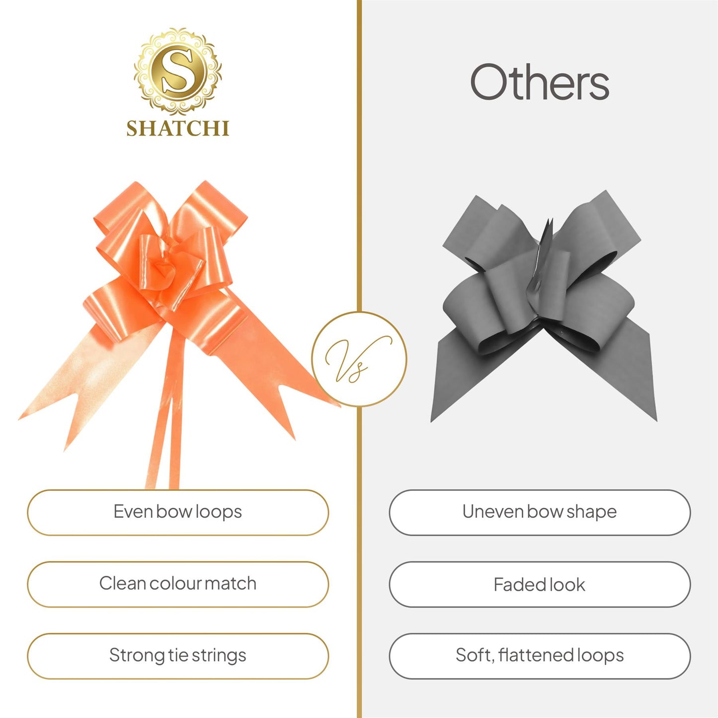 Shatchi 60pcs Orange 30mm/3cm Pull Bows Gift Wrap & Hampers