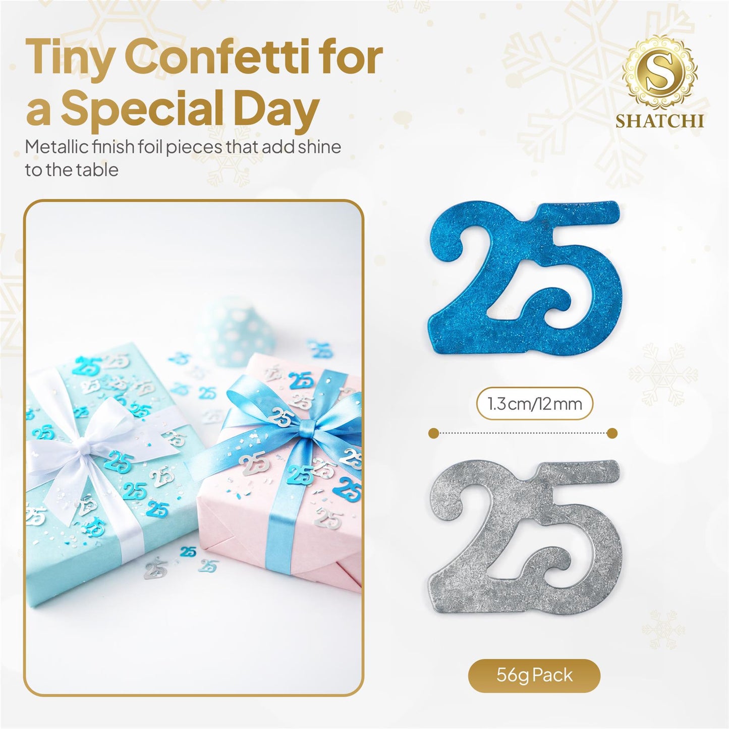 4 Packs of 14g Blue & Silver 25th Confetti