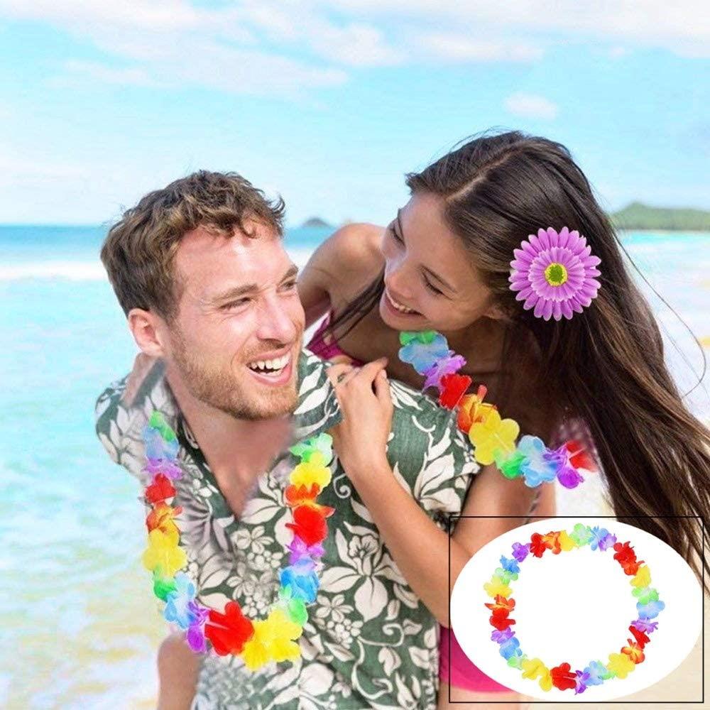 10 Hawaiian Lei Necklaces with 60 Flowers