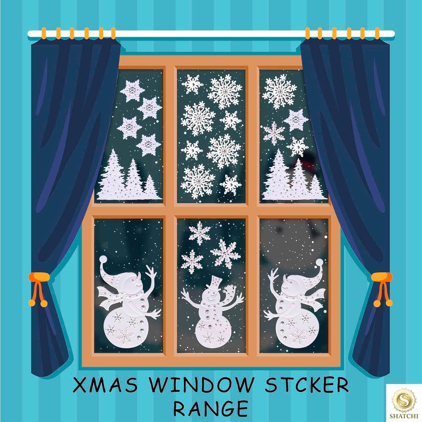 4 Assorted Sheets of 3D Window Stickers (57 Stickers)