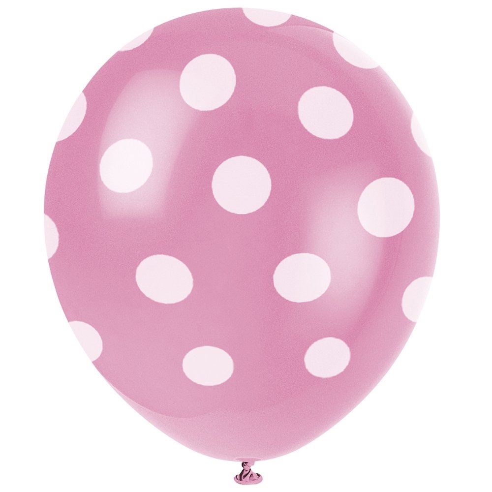 6 Pcs 12" Polka Dot Balloons Light Pink