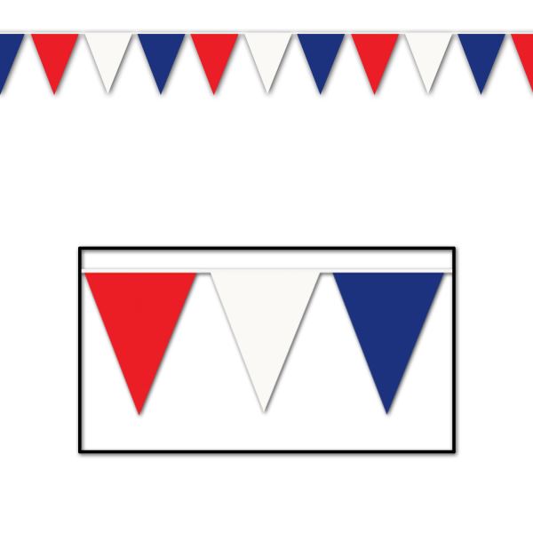 Giant 20m Red White Blue Bunting 40 Flags