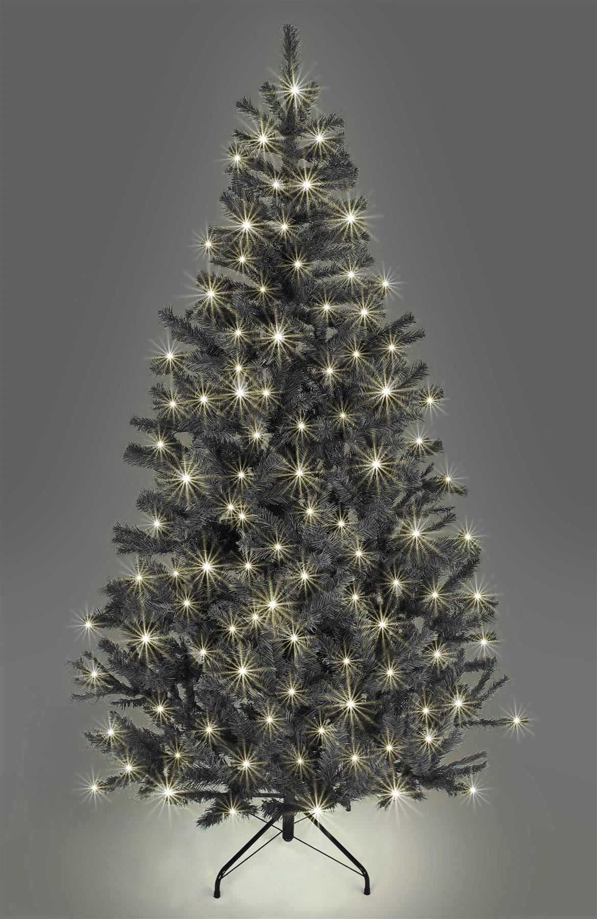 7Ft Pre-Lit Alaskan Pine Christmas Tree Black - Warm White LEDs