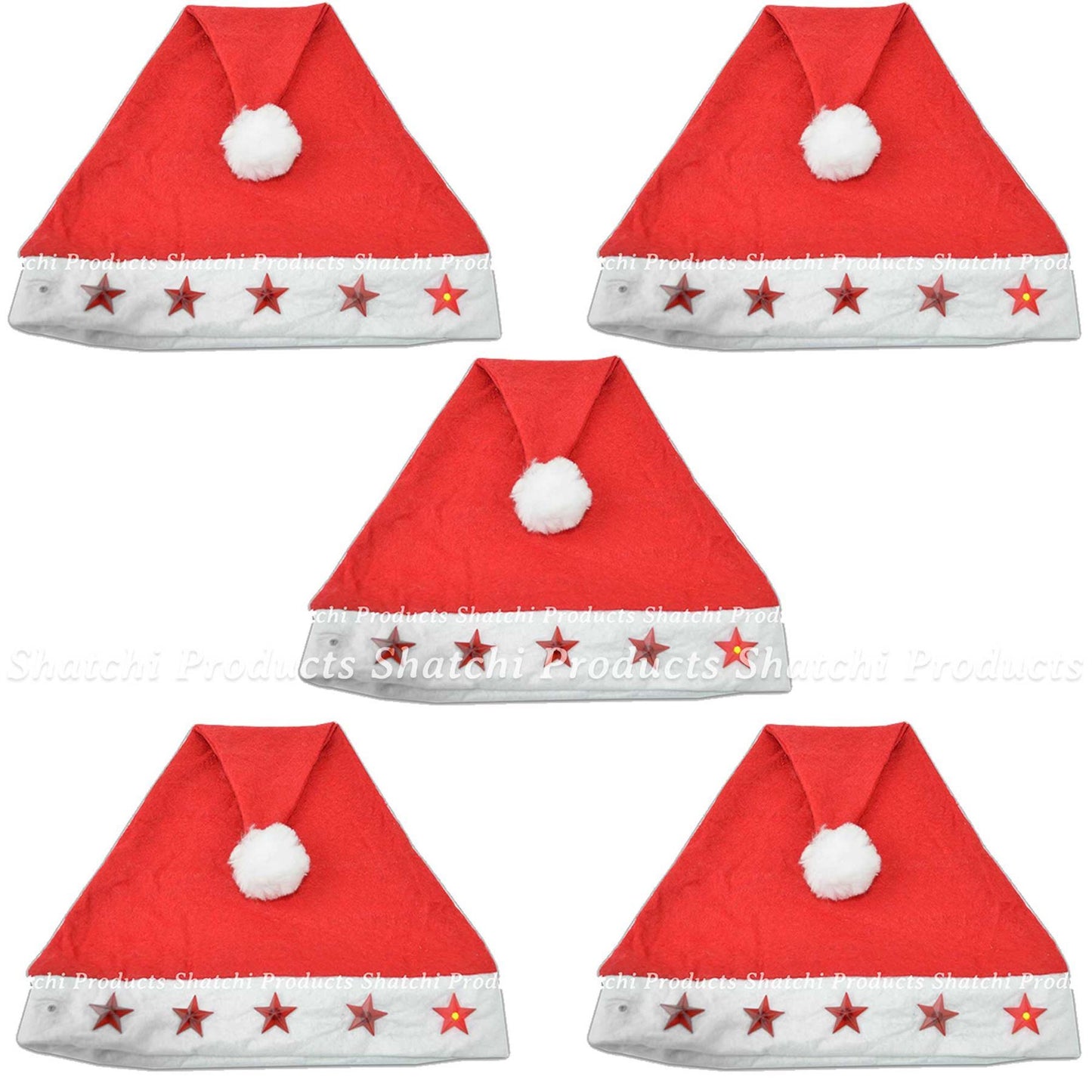 25 Santa Hats with Flashing Lights