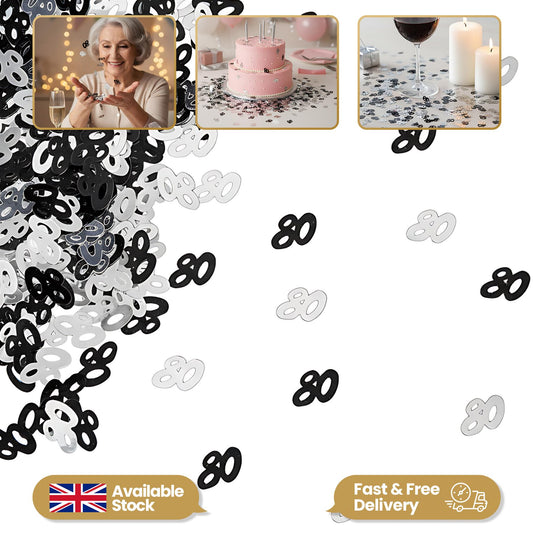 2 Packs of 14g 80th Black Happy Birthday Party Glitz Confetti Sprinkles