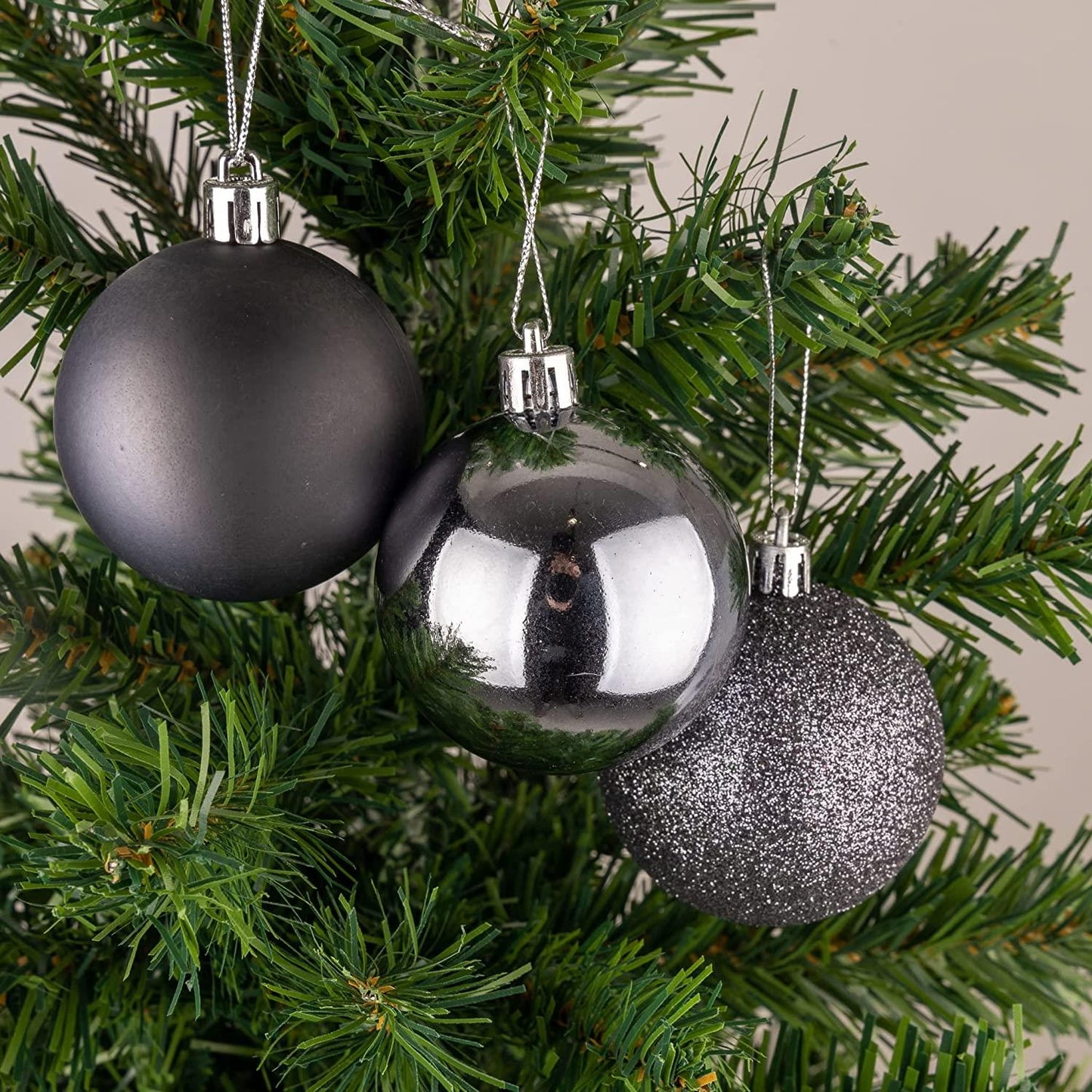 Baubles Dark Grey 6cm - 18Pcs Set PVC