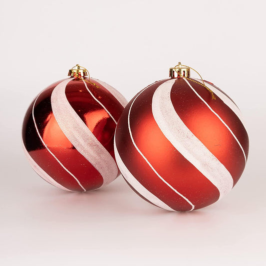 Baubles Candy Stripe 15cm - 3Pcs PVC