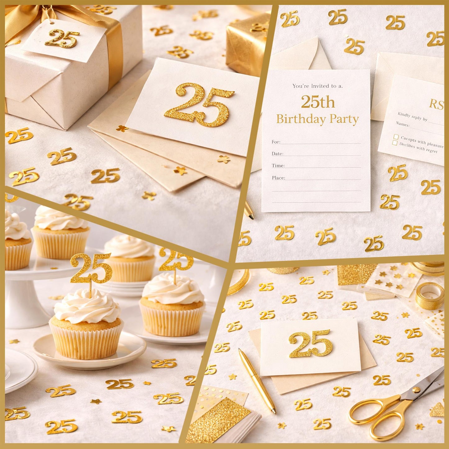 Pack of 2 Gold 25th Confetti - 14G Packs