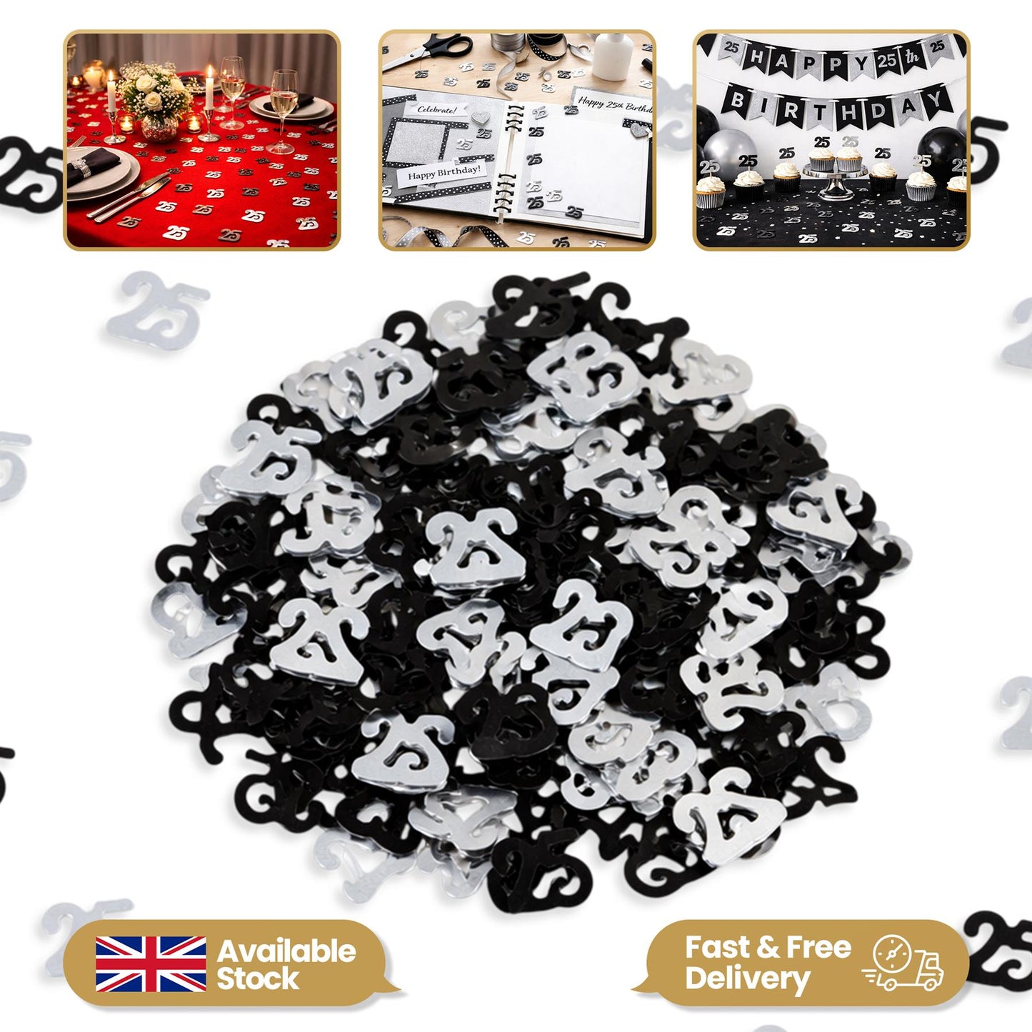 25th Confetti Black & Silver 14G 1PK
