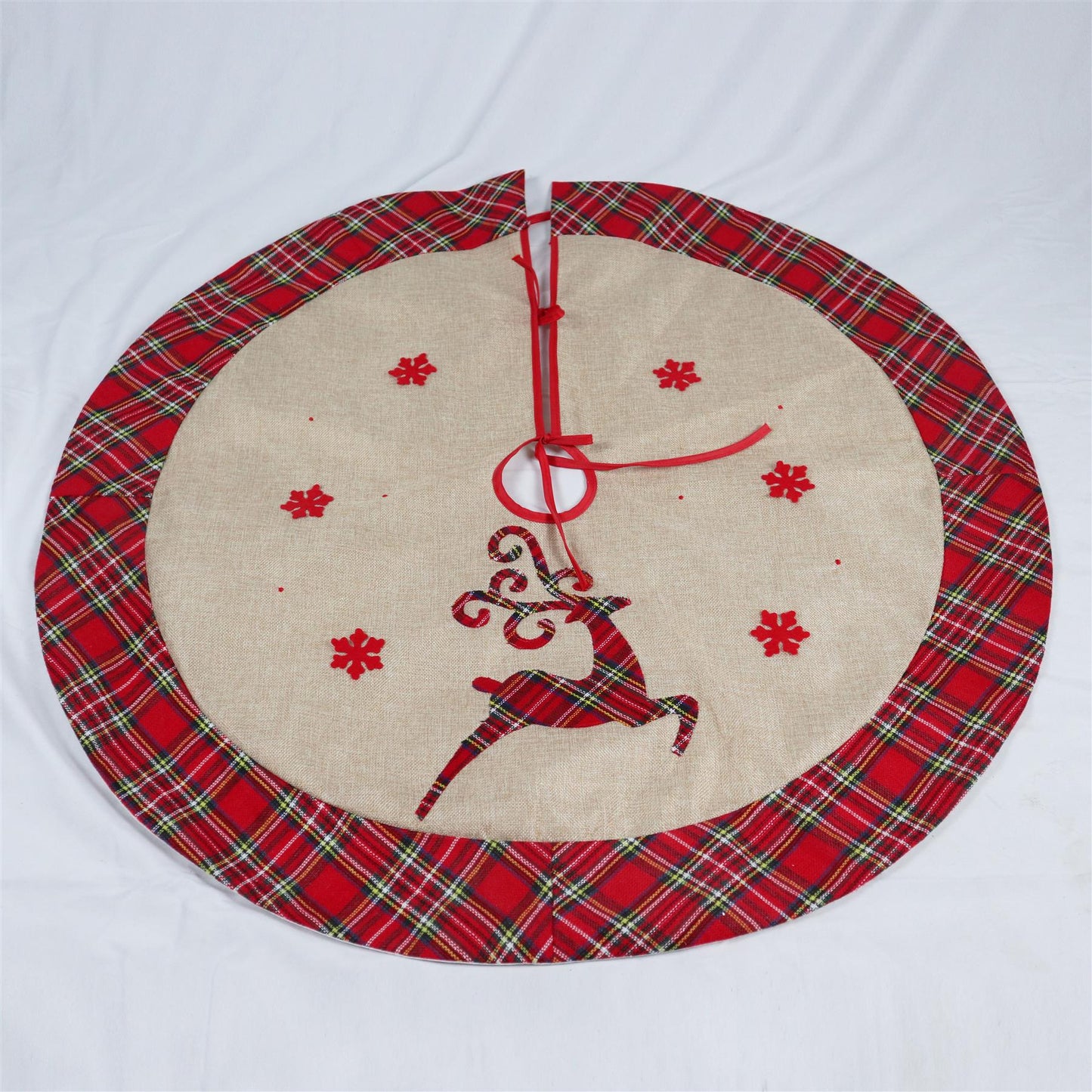 Christmas Tree Skirt with Reindeer Design - 86cm