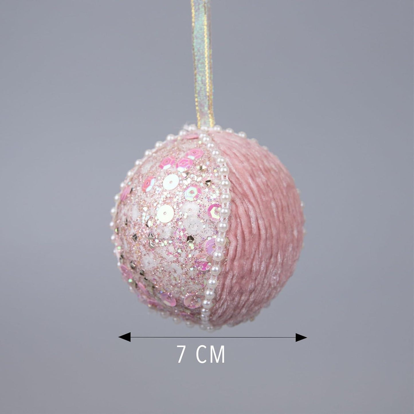 7cm Bauble Baby Pink - 3Pcs